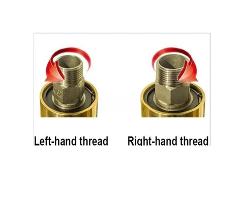Beefy High Temperature Rotary Union Swivel Joint With Right And Left Hand Threads Three Eighths Inch Brass Fitting 50C To 120C Unidirectional Design For Rotating Equipment And Stationary Supply Lines, left-hand and right-hand thread detail