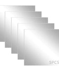 Five 12x12-inch silver mirrored acrylic sheets, 1/8-inch thick, in a fanned arrangement