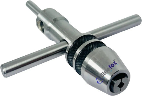Real Deal Two Piece Pilot Spindle Tap Wrench Set Rock Solid For Shop Floor Use Featuring Quick One Sixteenth To Half Inch Opening Range for quick tap securing.