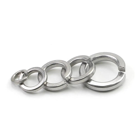 Heavy Duty Stainless Steel Spring Lock Washers in various sizes, Split Lock Washers For Preventing Nut Loosening, Vibration Resistant, Easy No Tool Install