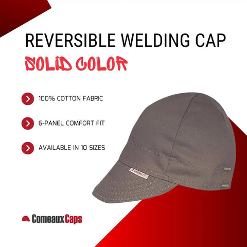 Reversible Welding Cap 6 Panel 100 Percent Cotton Solid Grey And Orange Medium Crown Size Seven And A Half Soft Brim