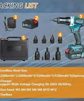 Heavy Hitter Cordless Rivet Gun With 26V Lithium Ion Batteries Portable Electric Rivet Nut Tool For M3 To M12 Automatic Blind Hole Assembly Smooth Operation For Rooftop And Job Site Work, includes charger and toolbox.