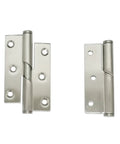 Pair of stainless steel rising butt lift off door hinges left hand three inch 76mm DIY friendly smooth gliding action for thick carpets