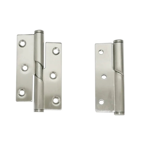 Pair of stainless steel rising butt lift off door hinges left hand three inch 76mm DIY friendly smooth gliding action for thick carpets