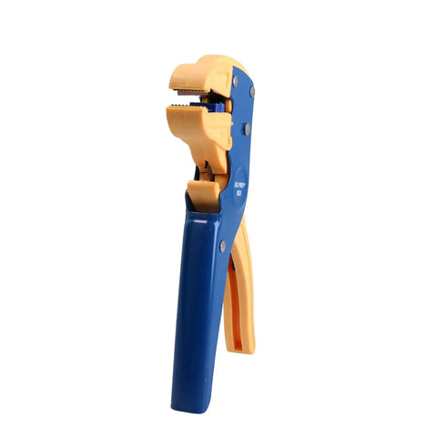 Pro Rig Automatic Wire Stripper And Electrical Cutter Self Adjusting Design, blue and yellow handle, ideal for 0.2 to 6 millimeters.