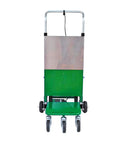 Heavy Duty Electric Stair Climber Cart With Powerful Crawler Tracks For Easy Moving Logistics Heavy Loads And Home Warehouse Tasks front view with green base and wheels