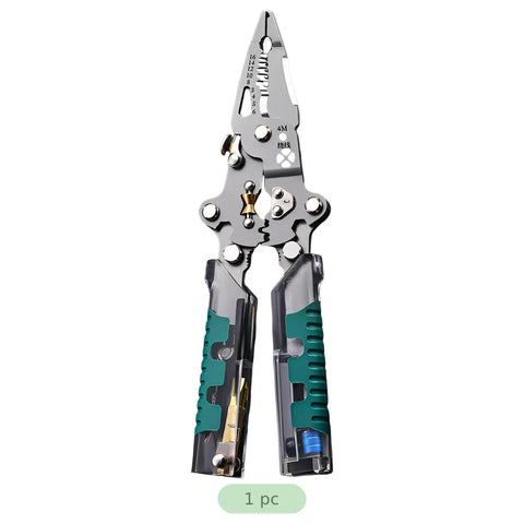 2 Pack Foldable Wire Strippers With Built In Voltage Tester, 13 In 1 Multi Purpose Electrician Pliers, 8.8 inches long, ergonomic design.