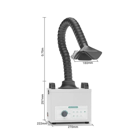 Solder Fume Extractor For DIY Welding And Soldering 100W Desktop Smoke Absorber dimensions view