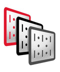 Illustration of colored pegboards with geometric holes design
