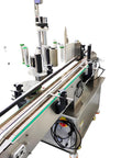 Stainless Steel Automatic Labeling Machine For Cosmetics Food Beverage Glass Bottles Heavy Duty Electric Plug And Play Setup, side view.