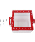 Emergency Stop Switch Cover See Through Protector with screws, durable PC material, for push button protection in industrial settings.