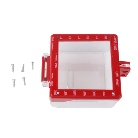 Emergency Stop Switch Cover See Through Protector with screws, durable PC material, for push button protection in industrial settings.