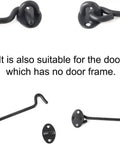 Stainless Steel Gate Hook and Eye Latch for Cabinet Door Window Shed Barn, suitable for door without a frame, showcases hook design.