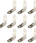 10 Pieces L Shaped Corner Brackets Set for Shelves and Frames, 40x40x16mm Right Angle Fasteners displayed on white background.
