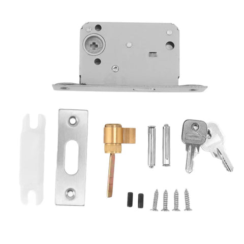 Recessed Handle Lock With Keys for Pocket Doors, Sliding Barn Doors, Cabinets, and Closets, Zinc Alloy Build, Flush Pull Design