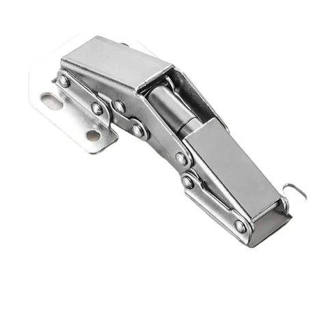 Close-up of 90 Degree Steel Cabinet Hinges with Hydraulic Soft Close Damping for Kitchen Cupboards, showing hinge mechanism.