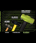 B.A.S.H 30 Inch Sledge Hammer With 12 Lb Drop Forged Head Pro Grade Unbreakable Steel Core Handle next to wood and fiberglass hammers