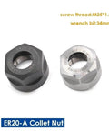One Pc Er20a Collet Clamping Nut Built Tough For Smooth As Silk High Speed Milling And Cnc Engraving Tools With Balanced Black Finish To Crush Vibration And Secure Precision Work Dead On, showing black and silver ER20A nuts.