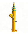 Heavy Duty 9 Meter Manual Winch Telescopic Mast With A Sturdy 70kg Load Rating For Off Grid Satellite Antennas And Remote Comms Arrays, yellow metal design.