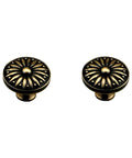 Solid Zinc Alloy Cabinet Handles And Drawer Knobs, Antique Bronze Single Hole Furniture Pulls, floral design, 2 Pack
