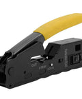 3 In 1 Network Wire Crimping Tool With Cutter And Stripper Adjustable Crimp Modes For CAT5 CAT6 CAT7 Ethernet, yellow handle