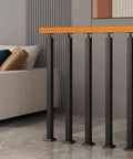 Black Wrought Iron Stair Baluster With 270 Degree Adjustable Bracket, Rock Solid Square Railing Post For Deck And Indoor Steps, Plug And Play Front Mount on a modern interior.