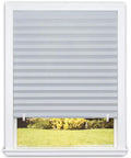 Cordless Room Darkening Pleated Paper Shade Gray 36x72 Inches Pack Of 6 No Tools Needed, shown installed on window.