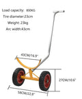 Rock Solid Heavy Duty Pipe Cart With Solid Tires, 800kg capacity, features robust wheels and steel design for easy transport of pipes.