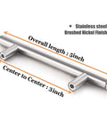 Stainless Steel Brushed Satin Nickel Cabinet Pulls Pack Of 30 Hollow Tube T Bar Drawer Handles 5 Inch Length Center To Center 3 Inch