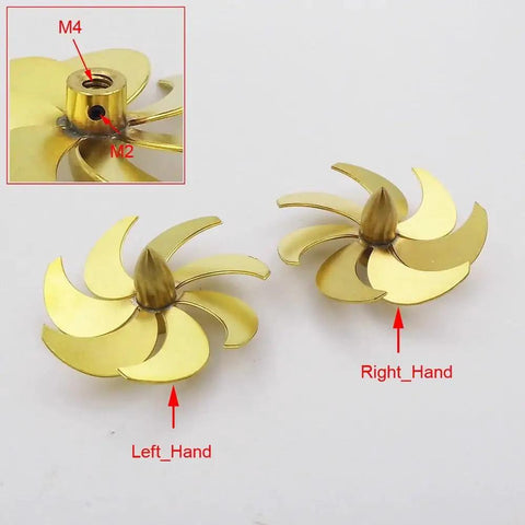 Copper 7 Blade RC Boat Propeller M4 28mm Right Hand Shaft For Submarines And Scale Marine Models Pro Grade with LH/RH blades