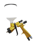Badass Gold Auto Spray Gun With Heavy Duty 360 Degree Swivel Air Hose Connector And Precision 1.3 Nozzle for car painting, 600cc reservoir.