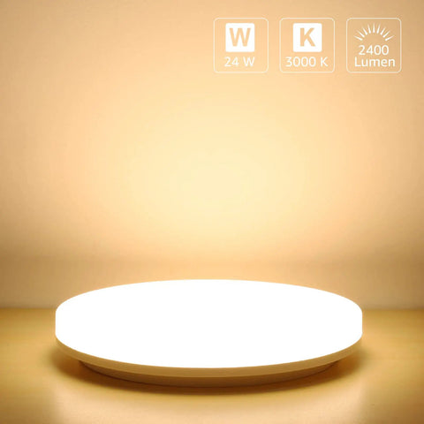 Slim Flush Mount LED Ceiling Light 2400 Lumens, 200 Watt Equivalent, IP54 Waterproof Dustproof, 3000K Soft Warm White