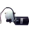 Heavy Lifting 12V DC Right Angle Reliable Electric Gear Motor With Sweet Smooth 45 Rpm Drive And Knockout Torque For Garage Doors. Side view of motor showing wiring and connector.