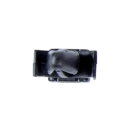Gardner Bender Push Mount Bases One Quarter Inch Hole Nylon 6/6 Black UV Resistant Cable Clip close-up view showing locking barb design.