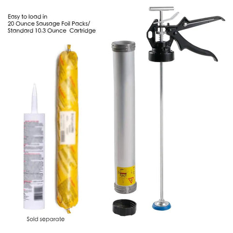 Dual Use Sausage Caulk Gun Kit With 15 Inch Barrel For 20 Oz Sausage Foil Packs Or Standard Cartridges Includes 2 Cone Nozzles