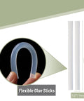 Close-up of flexible clear Hot Glue Gun Sticks in 60 Count Mini 4 Inch size for DIY Projects on black background