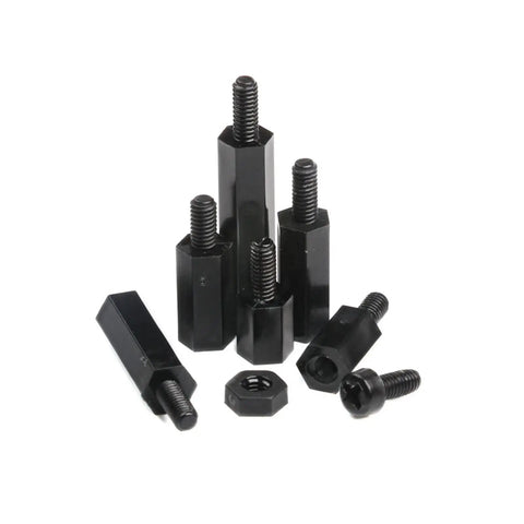 180 Piece Nylon Standoff Kit Male To Female M2.5 Threaded Spacers, black hex spacers with screws