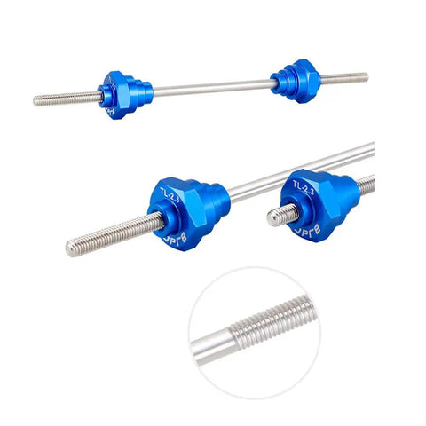 Bicycle Wheel Truing Stand Thru Axle Adapter For 12mm 15mm 20mm Hardened Steel shown in blue with threaded detail