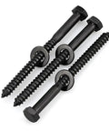 Heavy Duty Stainless Steel Lag Screws With Flat Washers 12 Pack One Quarter Inch By Four Inch Black Hex Head Wood Screws 304 Stainless 18 8 Corrosion Resistant With Black Oxide Coating For Decks Fences And Outdoor Projects close-up view