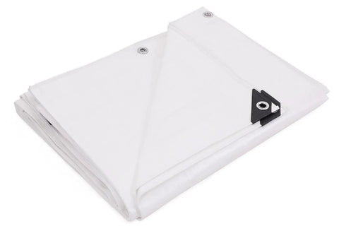 Heavy Duty Tarp 19 Ft 4 In By 39 Ft 4 In Waterproof White, 8-Mil Durable Weave Multi Use Cover For Jobsite Storage, folded view