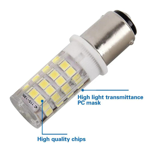 4 Pack Ba15d LED Bulbs 120V 5W Daylight White 6000K For Sewing Machine Plug And Play Energy Saving Replacement, Non Dimmable, Easy Install, Bright Task Lighting For Crafting And Sewing Projects., BA15D LED bulb with clear PC cover and metal base