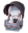 4-In-1 Convertible Car Seat With UPF 50+ Sun Shield Canopy, height and angle adjustable, flip-out side visors, easy install shown