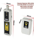 allsun ultrasonic leak detector and transmitter set for HVAC/automotive, dual LEDs, 40kHz sensor, front and side views
