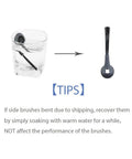 6 Pack No Fuss Replacement Side Brushes for IQ Robot Series Vacuums soaking in glass to recover shape