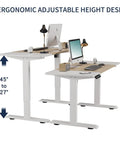 Sturdy Electric Standing Desk 55 Inch Height Adjustable Home Office Gaming Computer Table with ergonomic design and smooth lift motor.