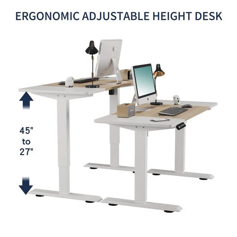 Sturdy Electric Standing Desk 55 Inch Height Adjustable Home Office Gaming Computer Table with ergonomic design and smooth lift motor.