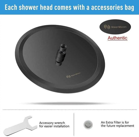 12 Inch Matte Black Round Rain Shower Head With Shower Arm Stainless Steel Waterfall Rainfall For Full Body Coverage Easy Install