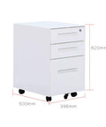 Sturdy Metal Three Drawer Rolling File Cabinet With Lock For Office And Home A4 File Organizer And Desk Storage Anti Tip Design A Real Workhorse For Receipts And Documents While Easy To Move; dimensions shown
