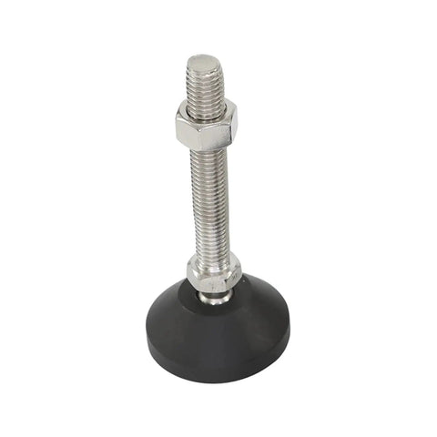 Adjustable Leveling Feet Made From Nylon And Stainless Steel For Durability And Corrosion Resistance, Heavy Duty Base Options 40 50 60mm, M8 M10 M12 Threads, 50 80 100 150mm Bolt Lengths, Easy Height Tuning For Furniture And Equipment. Black leveling foot with stainless steel threaded bolt and nut