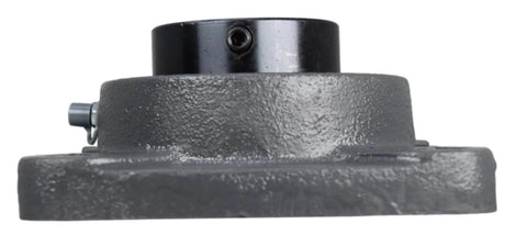 Side view of One And Three Quarter Inch Four Bolt Flange Bearing With Cam Lock Collar Cast Iron Housing Grease Zerk Bore RCJ P4B SXR